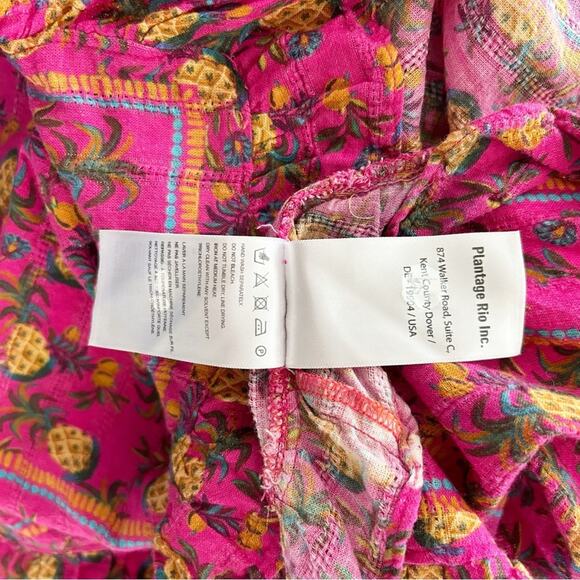 Farm Rio Fruit Dots Ruffle Coverup Dress Pink Cotton Blend Size S Small - Picture 6 of 8